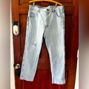 Vintage Wrangler Light Wash Jeans 32x28 High Rise Straight 90s Workwear Denim